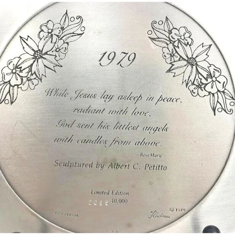 Hudson Pewter 1979 Christmas Manger Petito Plate Made USA 6